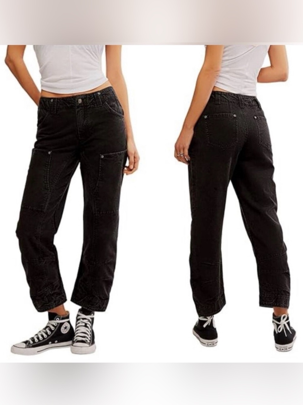 Supersonic cargo utility jeans from Free People in black. Size 6